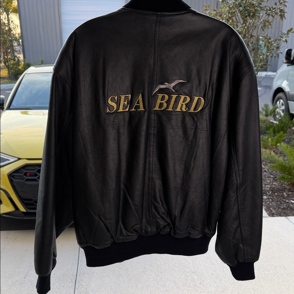 Beyond Leather Sea Bird Black Leather Bomber Jacket - Men's Classic S